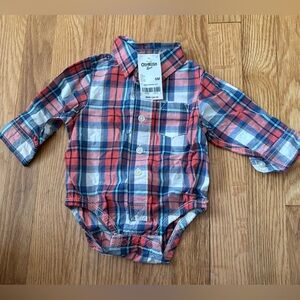 OshKosh Baby Boys Plaid Button Down Bodysuit - 6 Months